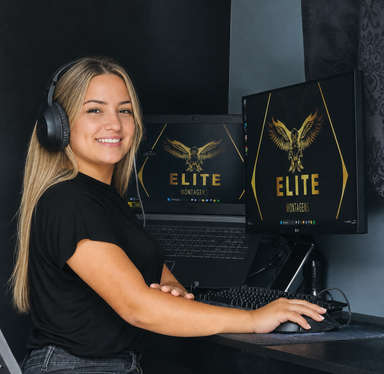 Atendente da Elite Montagens em seu posto de atendimento