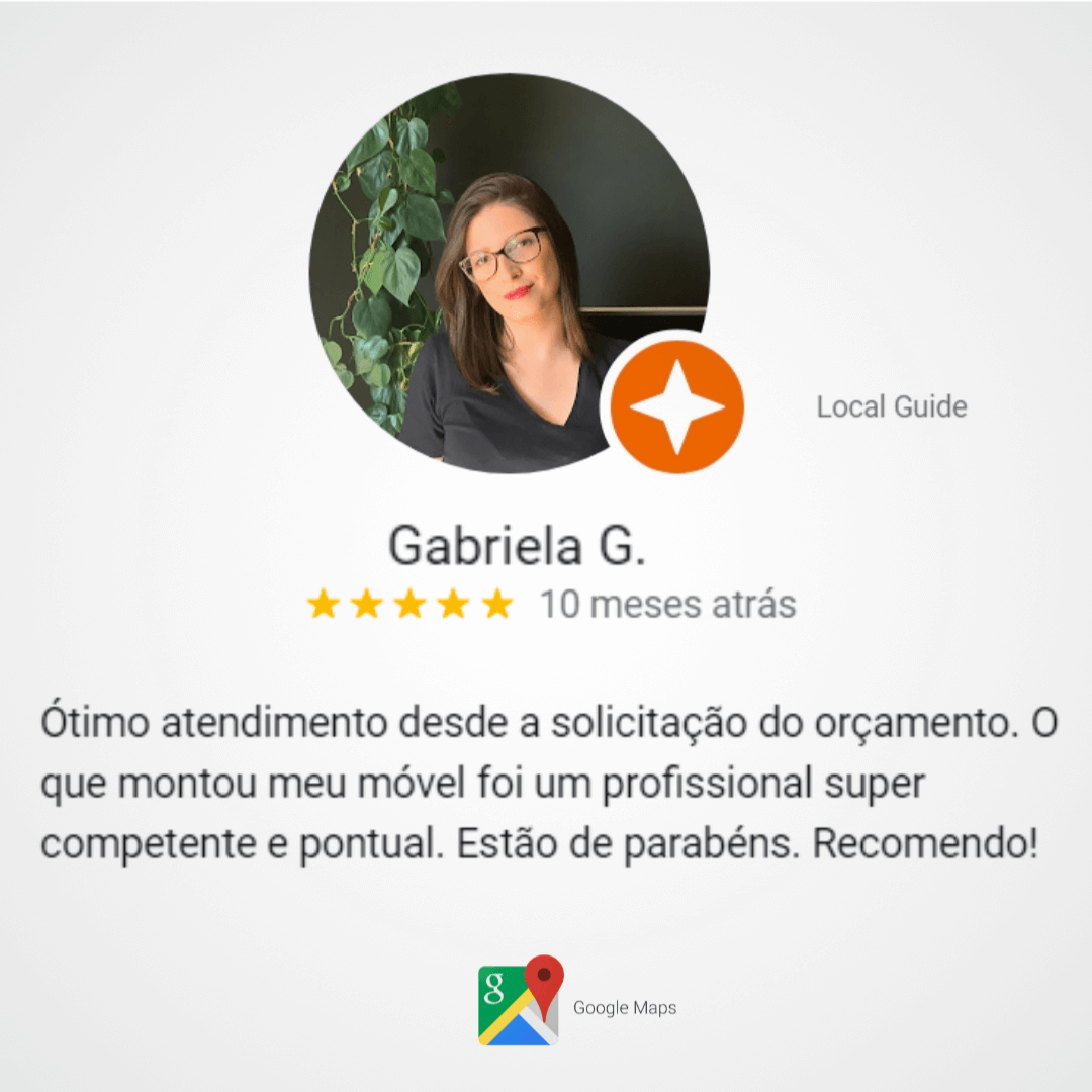 Avaliação de Gabriela G. no Google Maps
